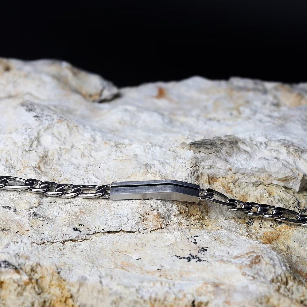 bracelet sector szs102 en argent et noir design moderne pour homme