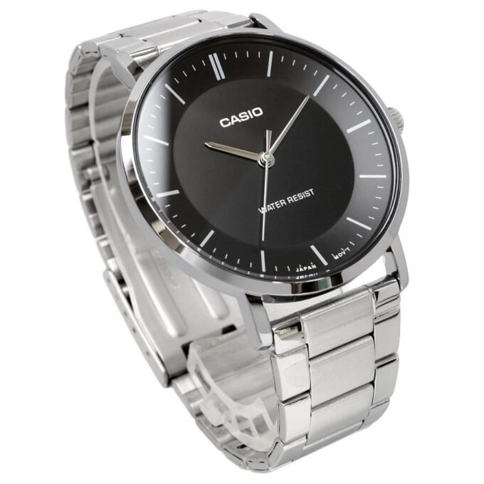 Montre homme Casio MTP-VT04D-1EDF – Acier inoxydable, 46×40 mm, verre minéral, bracelet métal, étanche, autonomie 3 ans, référence MTP-VT04D-1EDF