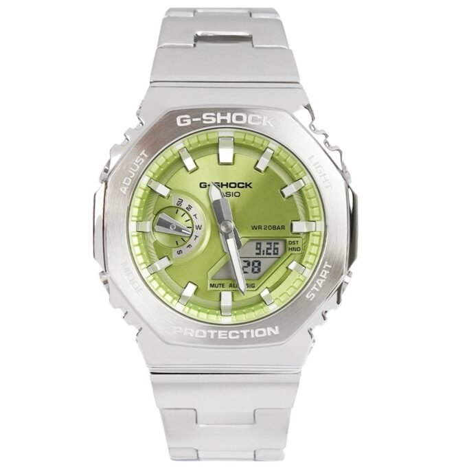 Montre G-SHOCK GM-2110D-3ADR - Unisexe - 20 ATM, Chronomètre 1/100s, 31 Fuseaux Horaires, Alarmes - Résine/Acier Inox - Argent - GM-2110D-3ADR