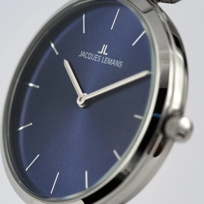 Jacques Lemans 1-2110C - Montre en Acier Inoxydable avec Bracelet en Cuir Noir