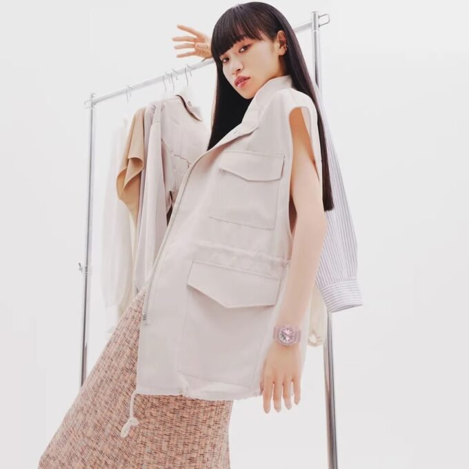 Montre Classique - Casio G-Shock Femme - Résistante aux Chocs, Étanche 200M, Double LED, Design Rose Nacré - Résine Biosourcée - GMA-P2100ST-4ADR