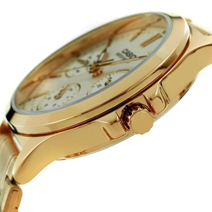 Montre CASIO Femme - Bracelet DoRée En Acier Inoxydable - Cadran Blanc - 12 Mois De Garantie - LTP-V300G-7AUDF