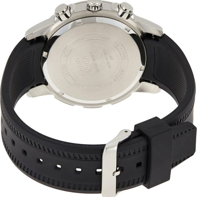 Montre Homme Casio MTP-E505-1AVDF - Chronographe, Résistante à leau 50m, Bracelet résine noir, Style classique, Référence MTP-E505-1AVDF