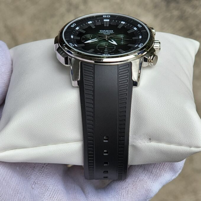 Montre Homme Casio - MTP-E505-3AVDF - Bracelet en Résine noir - Chronographe - Verre minéral