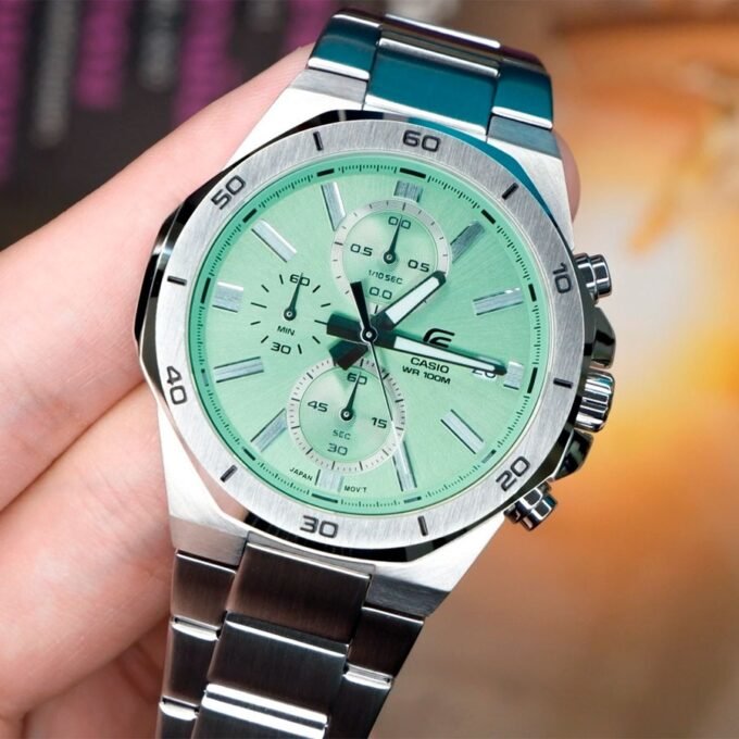 Montre Homme Casio Edifice - Chronographe, Acier Inoxydable, Étanche 100m, Bracelet Acier, Verre Minéral, Bleu, 47mm - EFV-640D-3AVUDF