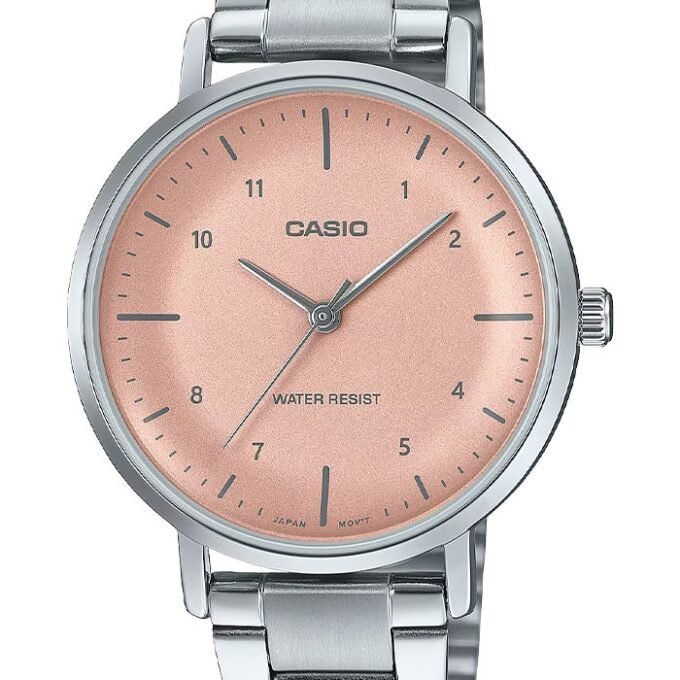 Montre Casio - Femme - Analogique, Chronométrage, Résistante à leau, Autonomie 3 ans - Bracelet Acier Inoxydable - Argent/Rose - LTP-VT03D-4BDF