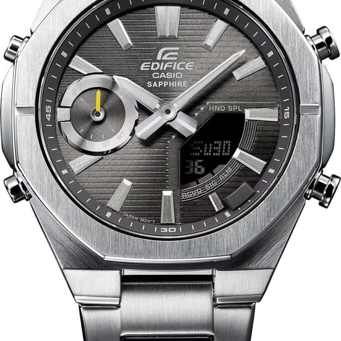 Montre Connectée Homme Casio – Acier Inoxydable, Quartz Japonais Bluetooth, Étanche 100m, Verre Saphir, Bracelet Métal avec Fermoir Triple, Chronographe, Heure Mondiale, Alarme, Compte à Rebours, Super Illuminator LED, Autonomie 2 Ans – Argenté – Référence à préciser - ECB-S10D-8ADF