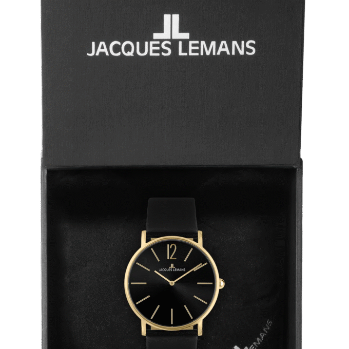 Montre Jacques Lemans 1-2030.1D - Élégante Montre à Quartz pour Hommes avec Cadran Noir et Bracelet en Cuir