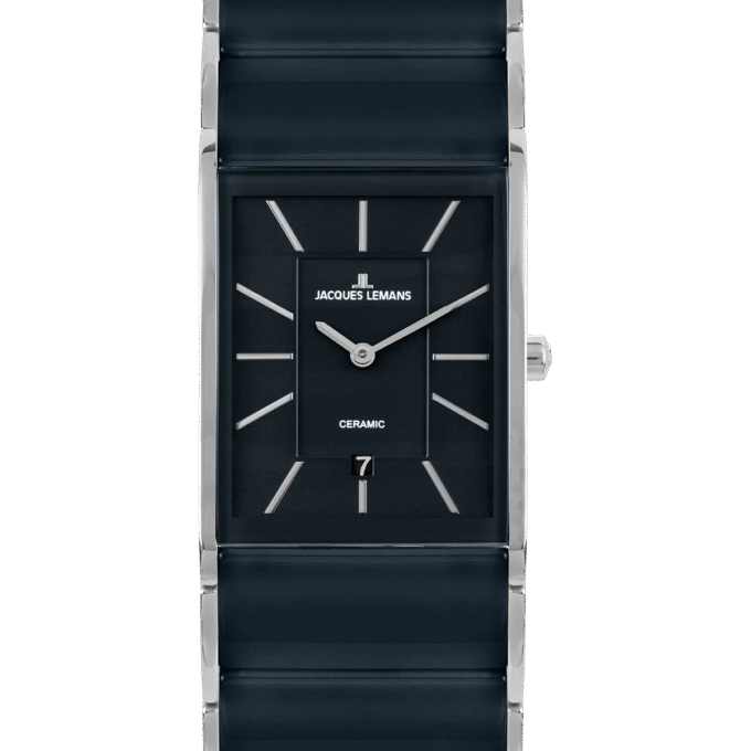 Montre Homme Jacques Lemans – Quartz, Acier Inoxydable, Cadran Bleu, Bracelet Bicolore, Style Rectangulaire - 1-1939F