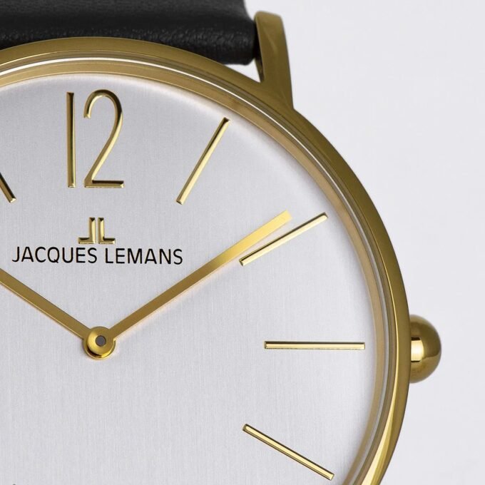 Montre Jacques Lemans - Élégante Montre à Quartz avec Cadran Argenté et Bracelet en Cuir pour Dames