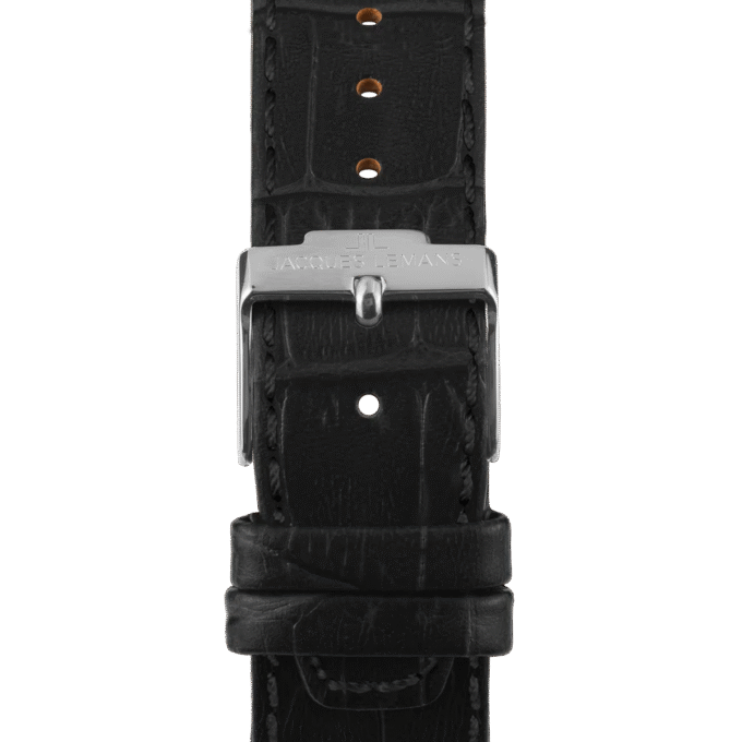 Montre homme Jacques Lemans 1-1540B – Quartz, Acier Inoxydable, Bracelet Cuir Noir, Affichage Analogique, Calendrier Date - Noir