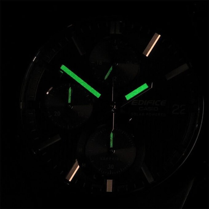 Montre Chronographe Solaire Casio EFS-S650DC-1ADF - Classique, Étanche 10 bar, Acier Inoxydable, Placage Ionique Noir - EFS-S650DC-1ADF