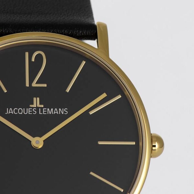 Montre Jacques Lemans 1-2030.1D - Élégante Montre à Quartz pour Hommes avec Cadran Noir et Bracelet en Cuir