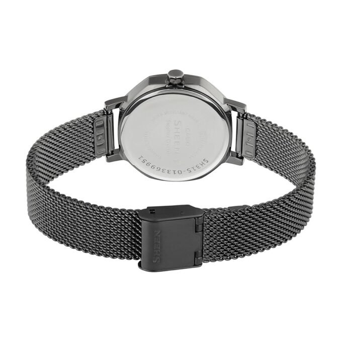 Montre Femme Casio Sheen - SHE-4554GYM-8AUDF - Bracelet en Maille Milanaise Noir - Affichage analogique - Résistant à l'eau - Verre Saphir