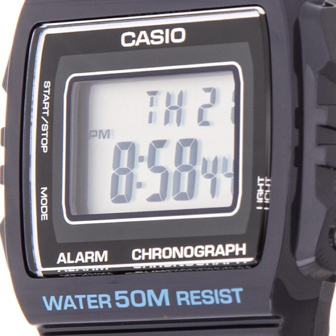 Montre Enfant CASIO - W-215H-2AVDF - Bracelet Noir En Resine - Boitier En Resine - Résistante à l'eau - 12 Mois De Garantie