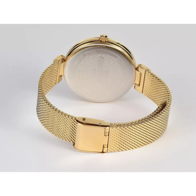 Montre femme Jacques Lemans 1-2001D Quartz acier inoxydable or, cadran perle, bracelet maille, étanche 50m, 36mm, garantie 2 ans, EAN 4040662135982