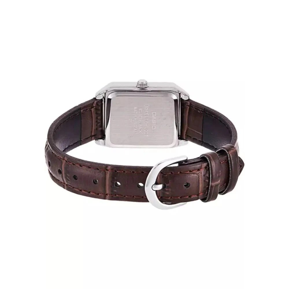Montre-Casio-Femme-Bracelet-Marron-En-Cuir-Veritable-Cadran-Jaune-12-Mois-De-Garantie-Ltp-V007L-9Budf-LTP-V007L-9BUDF