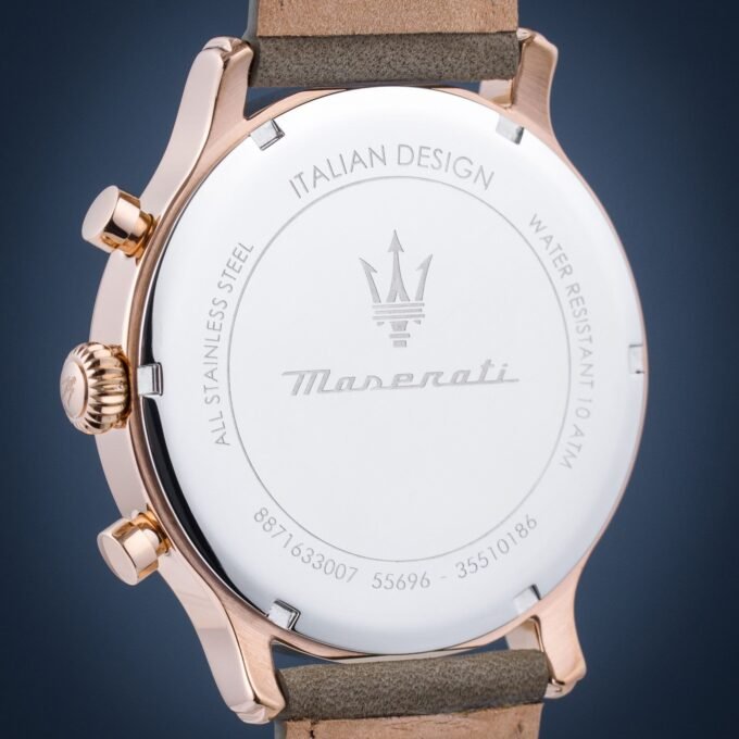 Montre Homme Maserati Epoca R8871633007 - Bracelet en Cuir Véritable - Affichage analogique - Résistant à l'eau