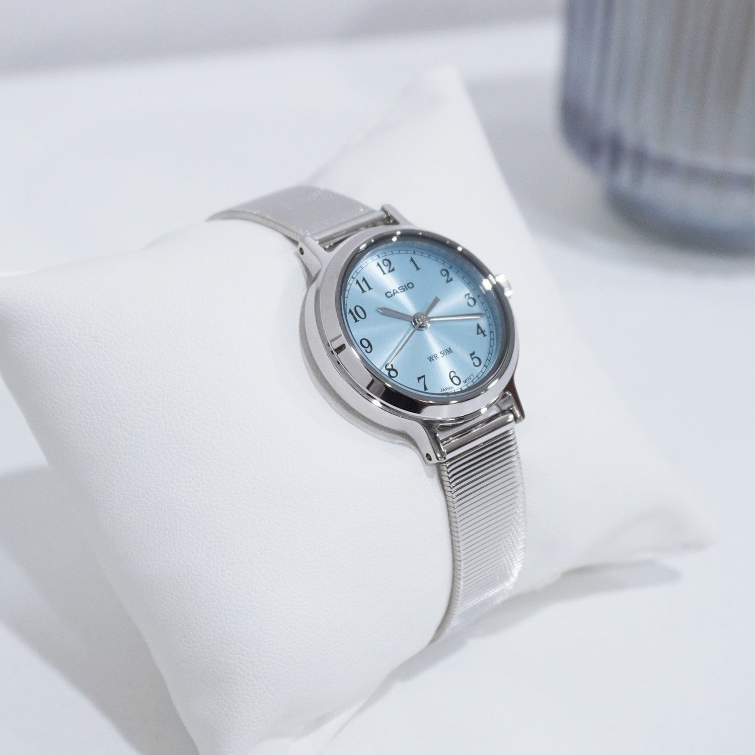 montre femme casio ltp b170d 2bvdf – acier inoxydable, bracelet maille, verre minéral, étanche 50m, précision ±20s/mois – bleu