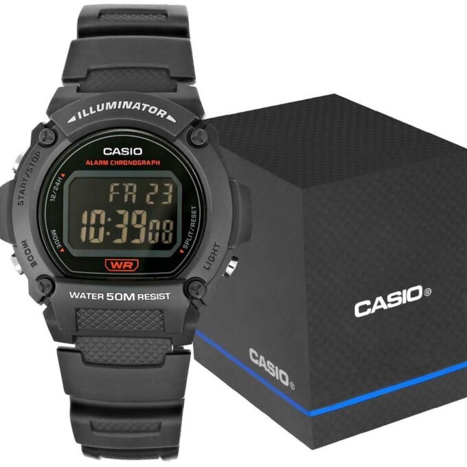 Montre CASIO Homme - W-219H-8BVDF - Bracelet Noir En Resine - Boitier En Resine - Résistante à l'eau - 12 Mois De Garantie
