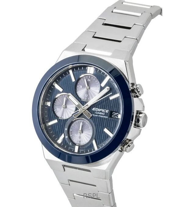 Montre Chronographe Solaire Casio EFS-S650D-2ADF - Acier Inoxydable, Étanchéité 10 Bar, Verre Saphir Antireflet, Précision ±20s/Mois - Acier - Argent - EFS-S650D-2ADF