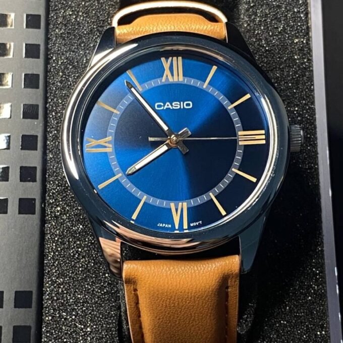 Montre Homme Casio - MTP-V005L-2B5UDF - Bracelet en Cuir Kaki - Affichage analogique - Résistant à l'eau