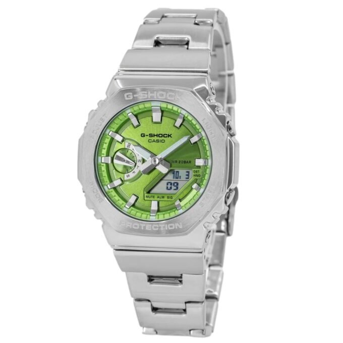 Montre G-SHOCK GM-2110D-3ADR - Unisexe - 20 ATM, Chronomètre 1/100s, 31 Fuseaux Horaires, Alarmes - Résine/Acier Inox - Argent - GM-2110D-3ADR