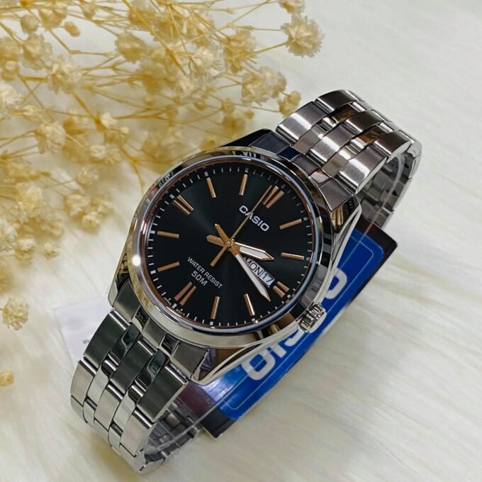 montre casio homme bracelet gris en acier inoxydable résistante À l'eau 12 mois de garantie mtp 1335d 1a2vdf