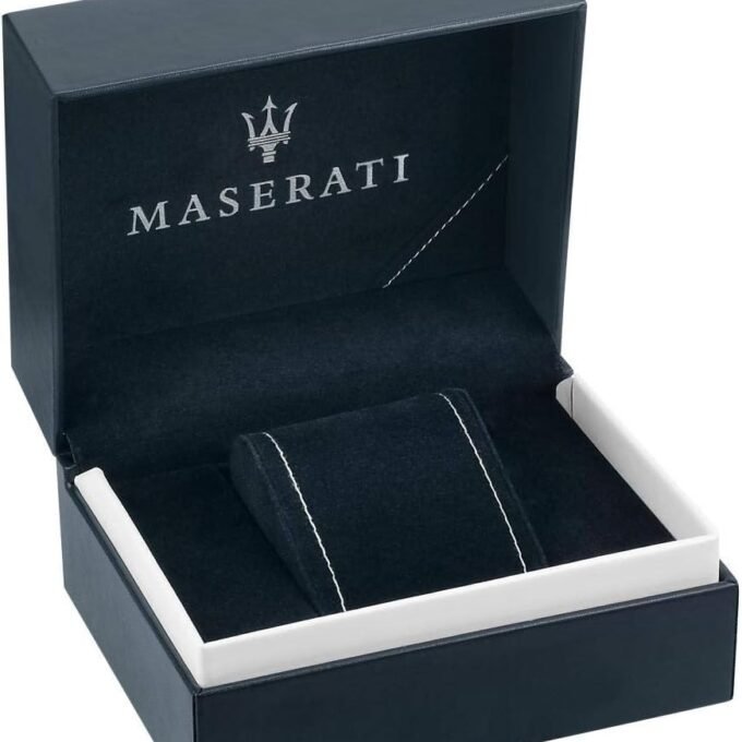 Montre-Bracelet Homme - Maserati Montre Potenza Blue Dial R8851108027 - Bracelet En Cuir Croco Noir Avec Dateur