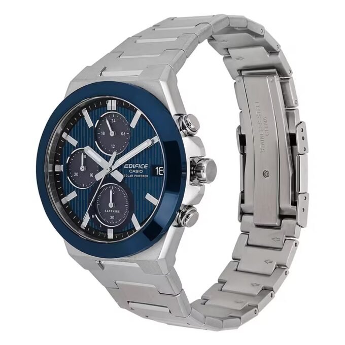Montre Chronographe Solaire Casio EFS-S650D-2ADF - Acier Inoxydable, Étanchéité 10 Bar, Verre Saphir Antireflet, Précision ±20s/Mois - Acier - Argent - EFS-S650D-2ADF