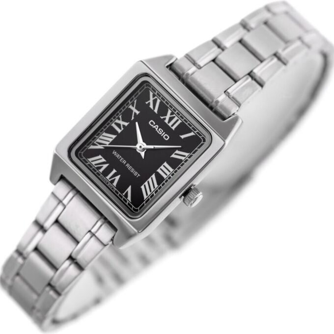 Casio Montre Femme LTP-V007D-1EUDF - Bracelet en Acier Inoxydable - Argent/Noir
