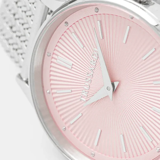 Montre Femme Trussardi - Acier Inoxydable, Bracelet Métal Argent, Étanche, Élégante - Bracelet Argent, Cadran Rose - Référence R2453152514