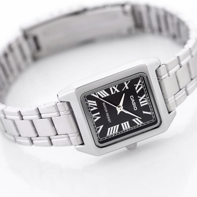 Casio Montre Femme LTP-V007D-1EUDF - Bracelet en Acier Inoxydable - Argent/Noir