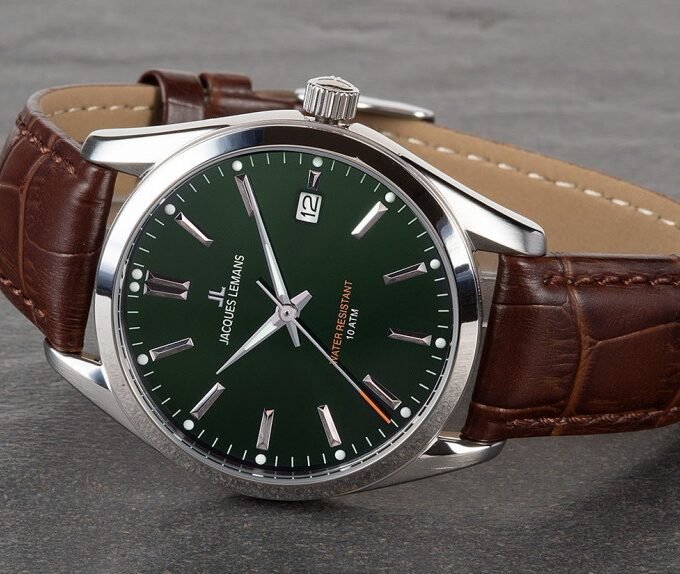 Montre Classique Jacques Lemans - Design Raffiné avec Verre Minéral et Boucle Ardillon - Cadran Vert - 1-1859D