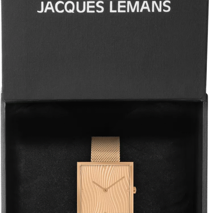 Montre Femme Jacques Lemans 1-2094F – Quartz, Boîtier Or 30 mm, Bracelet Acier Doré, Étanche 5 ATM