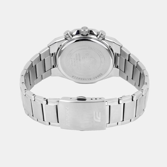 Montre homme solaire Casio Edifice – Chronographe, acier inoxydable, verre saphir, étanche 10 bar, bracelet acier, 49×44 mm, argent - EFS-S570D-3AUDF