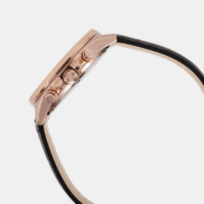 Montre Chronographe Homme - Casio Edifice - Boîtier or rose, Cadran Noir, Bracelet Cuir - Style élégant - Référence EFV-610ECL-1A