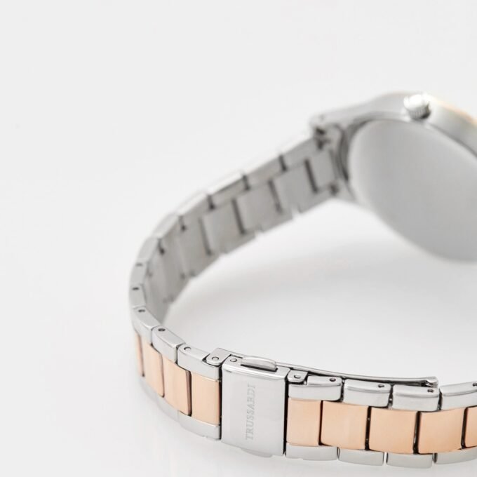 Montre Femme Trussardi T-Star 34 mm - Acier Argenté, Bracelet Métal Argent et Or Rose, Verre Minéral, Etanche 50 Mètres, Boucle Déployante, Garantie 2 Ans - R2453152511