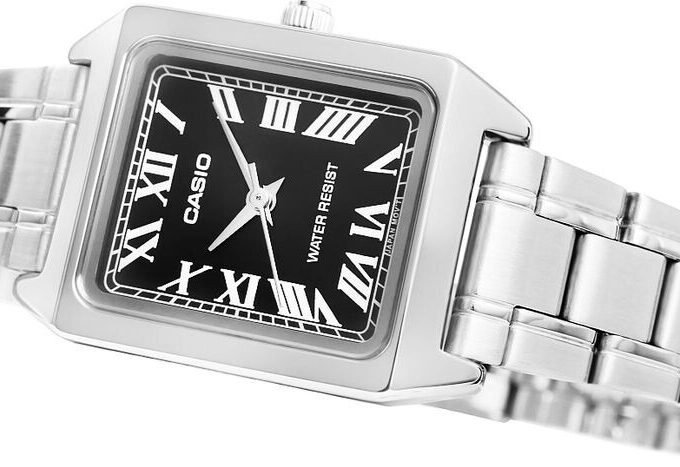 Casio Montre Femme LTP-V007D-1EUDF - Bracelet en Acier Inoxydable - Argent/Noir