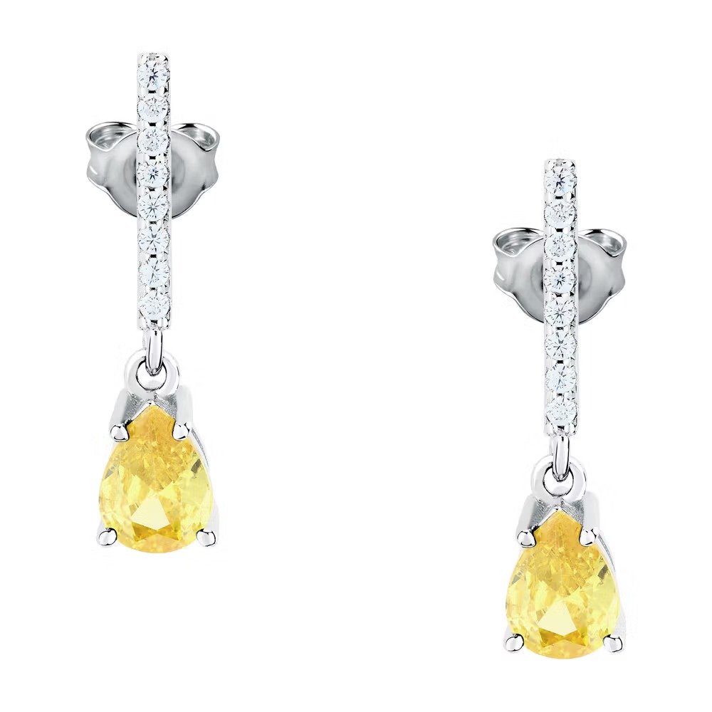 boucles d'oreilles femme morellato trésors saiw196 argent 925 avec pierre jaune fermoir papillon