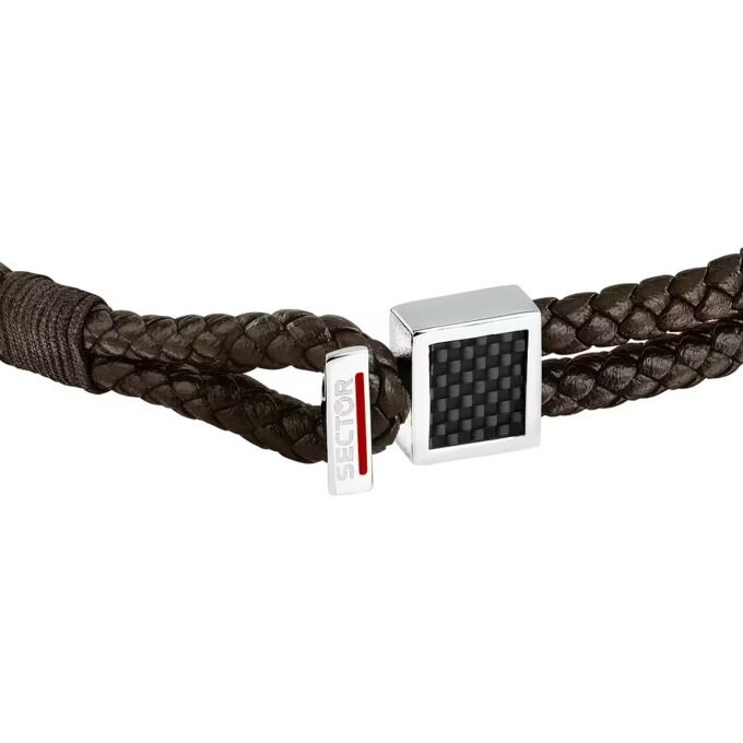 Bracelet Sector Bandy SZV129 - Élégance Masculine en Inoxydable et Cuir Naturel - Taille 21cm/22cm-BJxB
