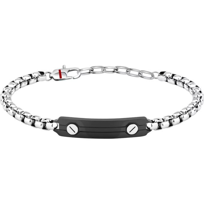 Bracelet Homme Sector Basic SZS126 - Élégance en Inoxydable avec Émail Noir