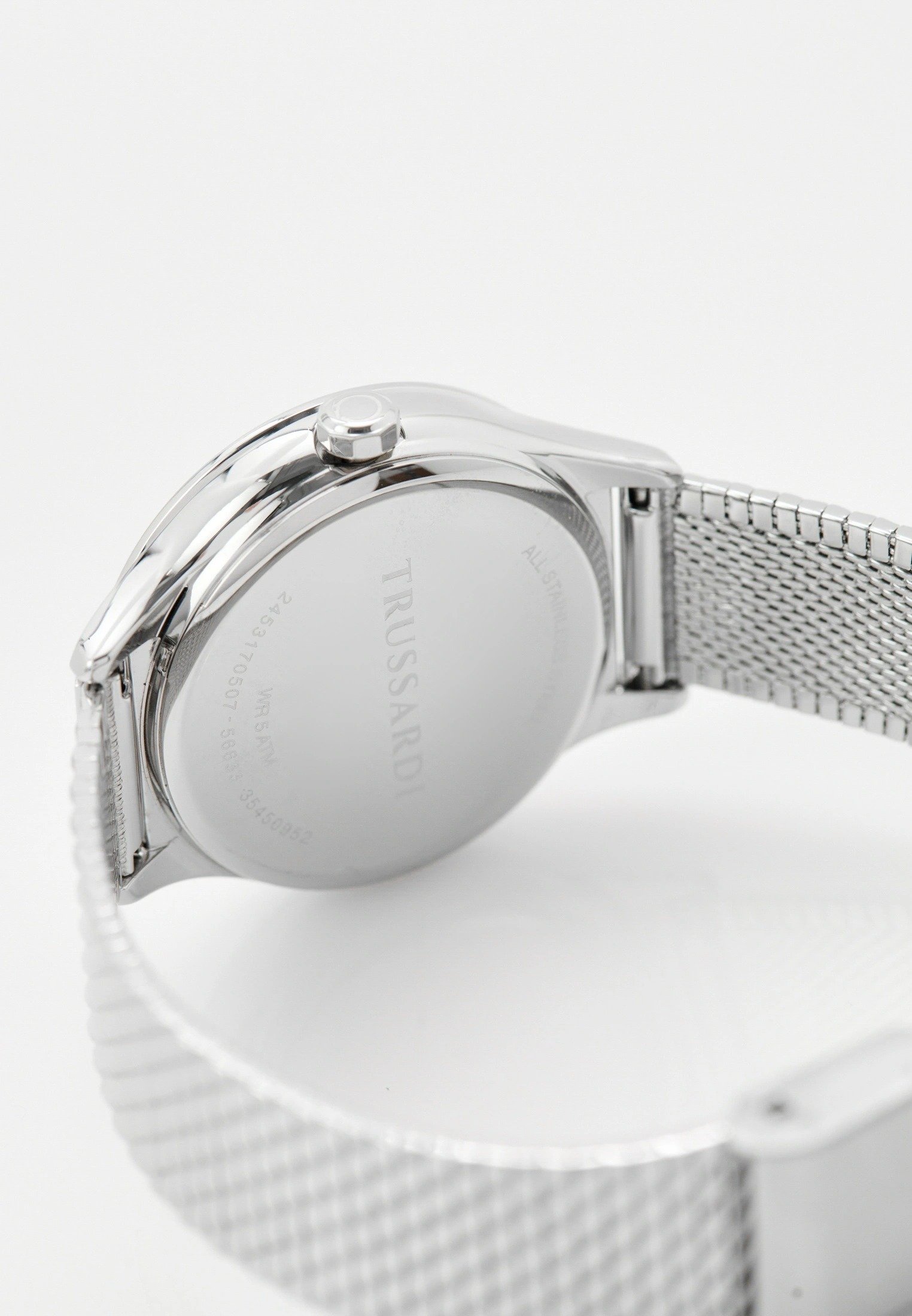 montre femme trussardi city life – analogique, date et heure, bracelet acier – montres – argenté – r2453170507