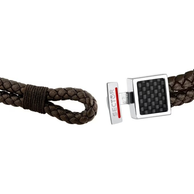 Bracelet Sector Bandy SZV129 - Élégance Masculine en Inoxydable et Cuir Naturel - Taille 21cm/22cm-BJxB