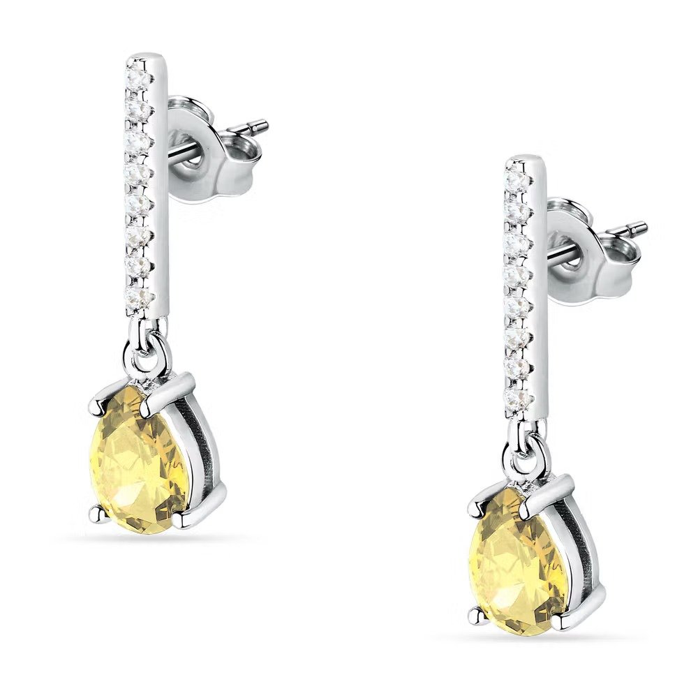 boucles d'oreilles femme morellato trésors saiw196 argent 925 avec pierre jaune fermoir papillon