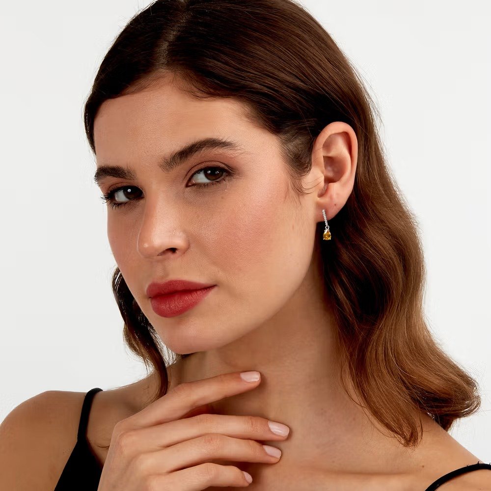 boucles d'oreilles femme morellato trésors saiw196 argent 925 avec pierre jaune fermoir papillon