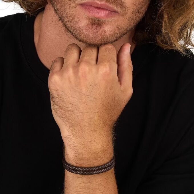 Bracelet Sector Bandy SZV129 - Élégance Masculine en Inoxydable et Cuir Naturel - Taille 21cm/22cm-BJxB