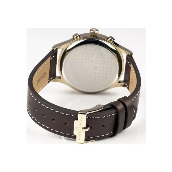 Montre Jacques Lemans Homme - 1-2068K - Bracelet En Cuir Véritable Marron - Cadran Bleu - Etanche - Garantie 12 mois