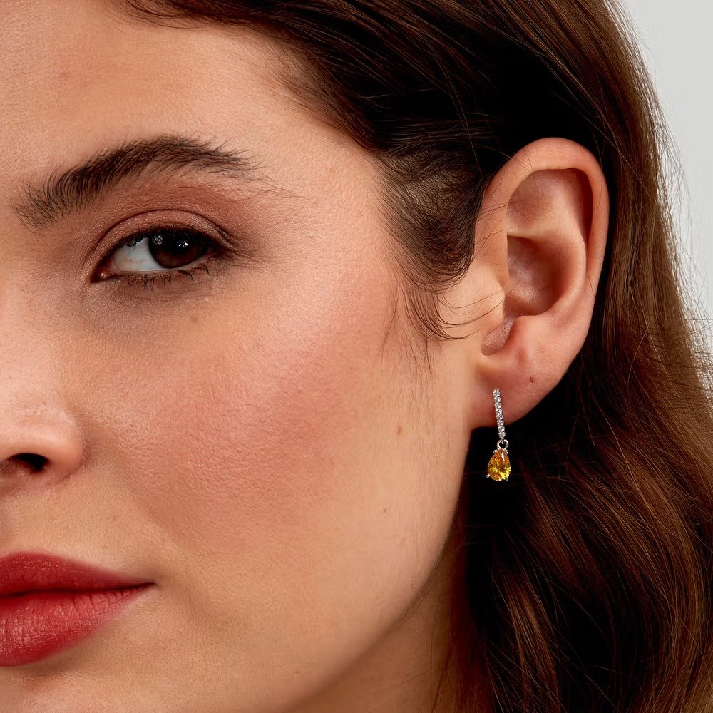 boucles d'oreilles femme morellato trésors saiw196 argent 925 avec pierre jaune fermoir papillon