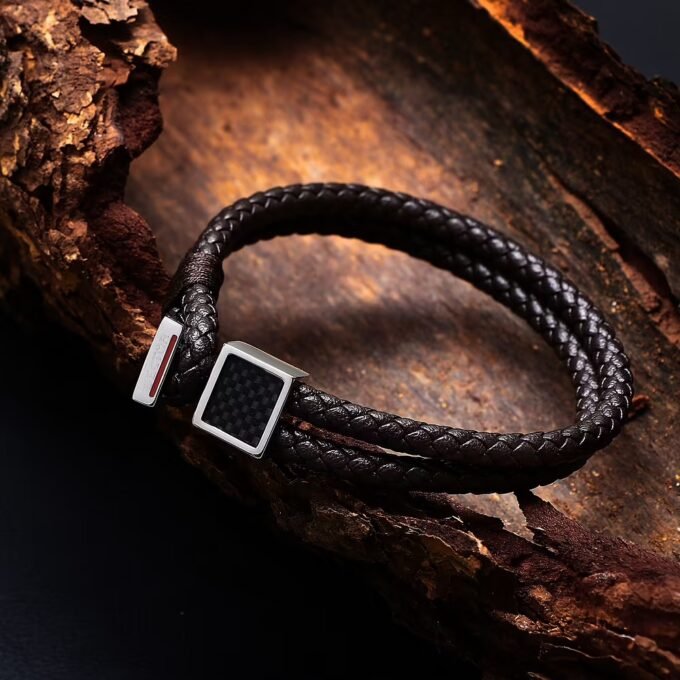 Bracelet Sector Bandy SZV129 - Élégance Masculine en Inoxydable et Cuir Naturel - Taille 21cm/22cm-BJxB